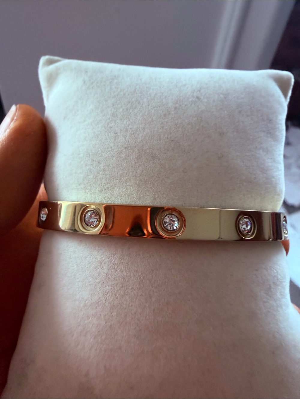 Gold-Tone Crystal Accent Bangle Bracelet - Women's Jewelry - Picture 3 of 6